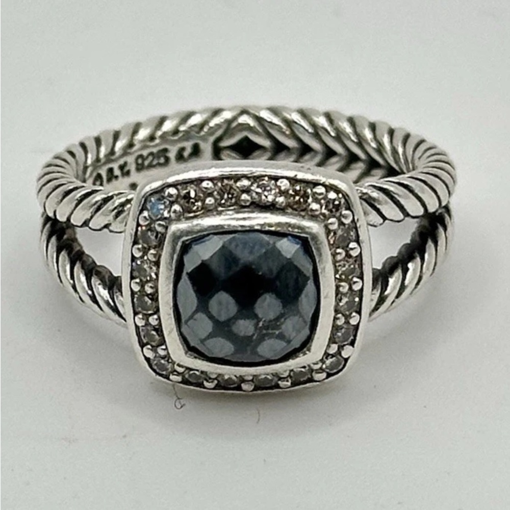 David Yurman Hematite Petite Albion Pave Halo Ring